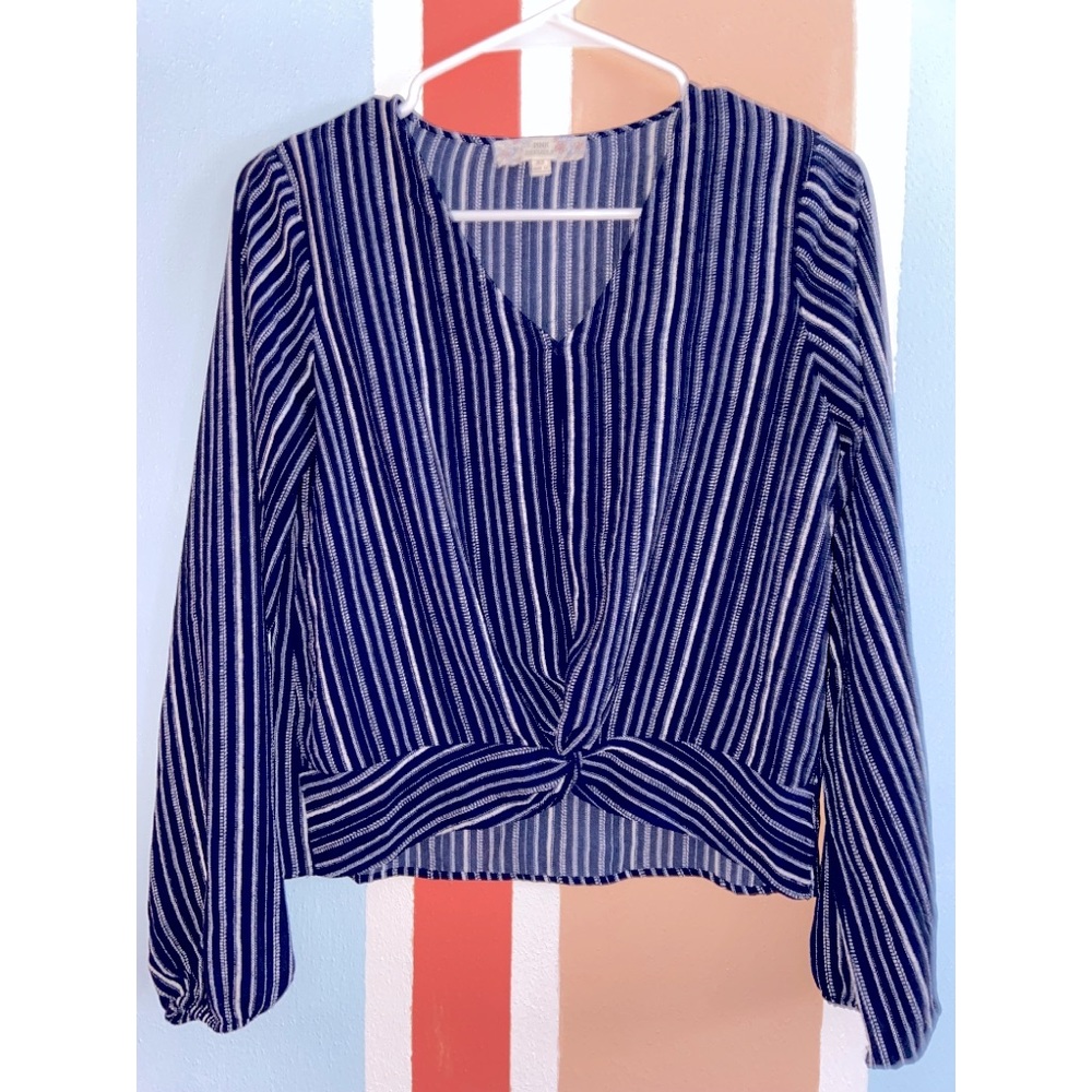 Navy Blue Stripe Blouse